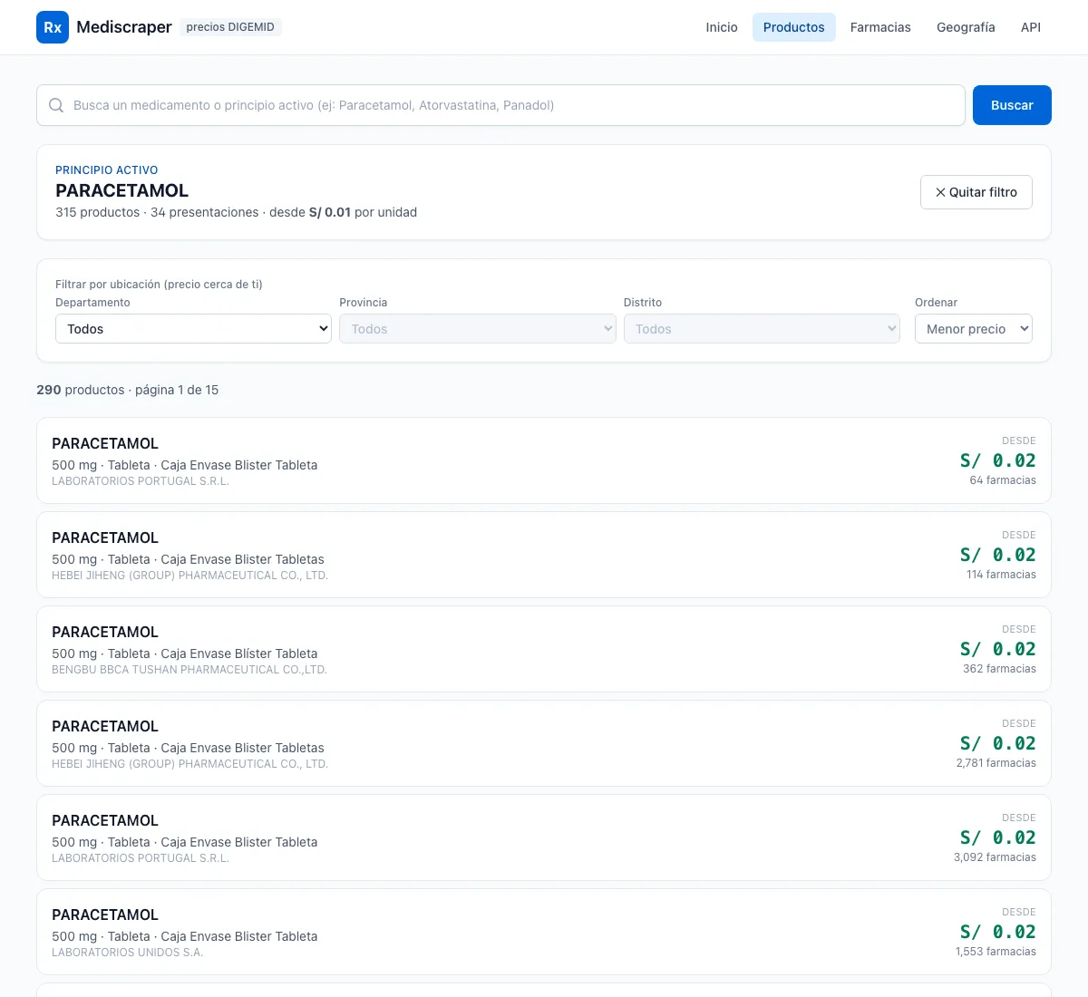 Search any medicine and compare prices across 21,319 pharmacies nationwide.